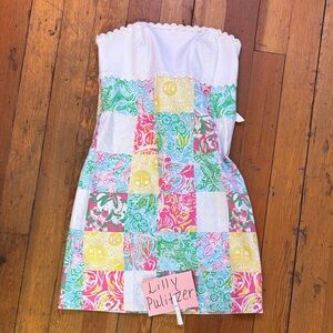 Lilly Pulitzer Colorful Strapless Patchwork Dress
